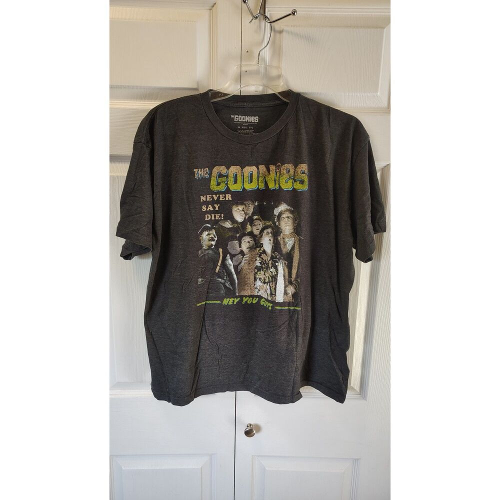 The Goonies Movie Graphic Tee T-Shirt 2X Charcoal Gray Never Say Die 80s